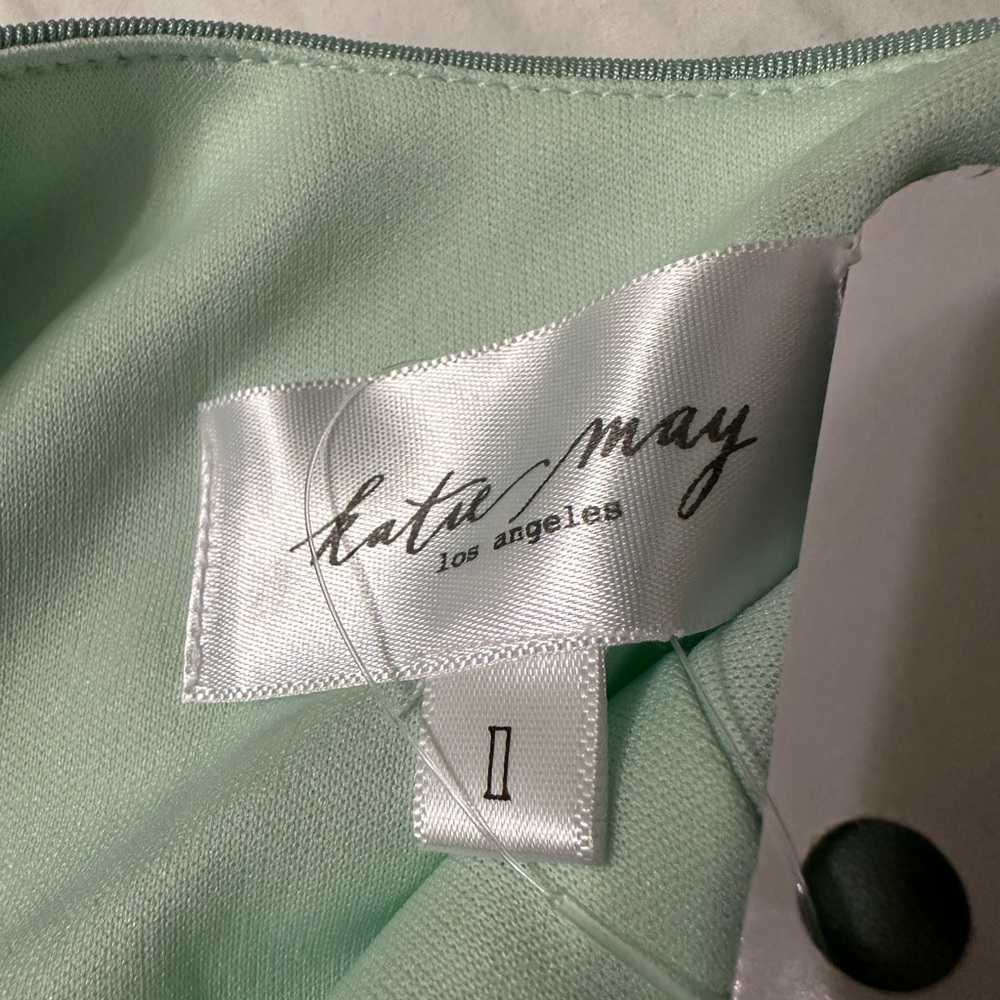 Katie May Los Angeles A Cut Above Gown - NWT - Size L Mint Green One-Shoulder - Picture 7 of 13